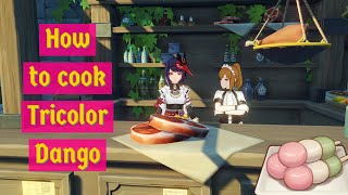 How to Get Tricolor Dango Recipe amp Ingredients  Tricolor Dango Recipe  Yoimiyas Favorite Dish [upl. by Ainigriv]