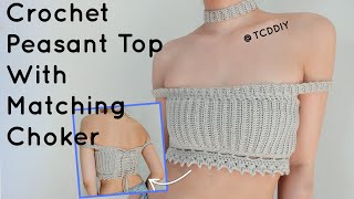 Peasant Top with Matching Choker New Audio  Tutorial DIY [upl. by Eirameinna49]