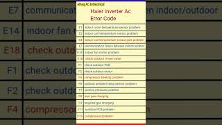 Haier Inverter Ac Error Code youtube airconditioning cooling shorts shortsvideo trending [upl. by Enirahtak465]