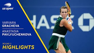 Varvara Gracheva vs Anastasia Pavlyuchenkova Highlights  2021 US Open Round 3 [upl. by Letsou834]