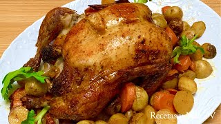 Como hacer Pollo al Horno  Truco para que te quede Dorado y Rico Roasted Chicken Recipe [upl. by Zwiebel]