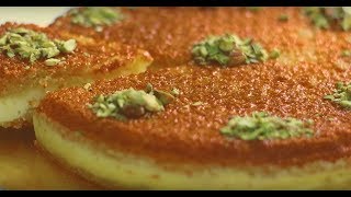 Lebanese NammouraMaamoul Mad with Qashta  EASY DELICIOUS SEMOLINA CAKE WITH CREAM FILLING RECIPE [upl. by Nutsud]