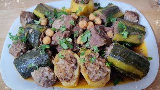 DOLMA légumes farcies à la viande hachée recette simple دولمة القرعة و البطاطا doulma [upl. by Oicnecserc]