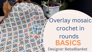 How to crochet overlay mosaic in rounds from centerout [upl. by Inoy]