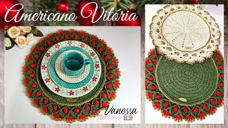 Lugar americano em Crochê Modelo Vitória ✨ Natal e Réveillon VanessaMarcondes [upl. by Sumer]