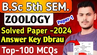 BSc 5th semester zoology Answer key dbrauBsc 5th semester zoology paper 1 objective question 2024 [upl. by Ativet]