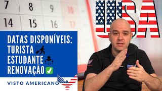 Datas disponíveis para Entrevista do Visto Americano Turismo Estudante e Renovação ATUALIZADO [upl. by Eilata]