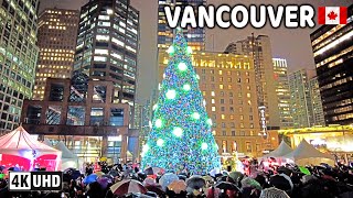 🇨🇦 【4K】🍁 🎄🎅 Downtown Vancouver BC Canada Christmas Tree Lighting Relaxing Autumn Walk [upl. by Lanos610]