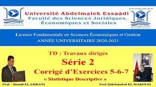 Statistique Descriptive S1 TD Série 2 Corrigés dExercices 567 [upl. by Desdamonna]