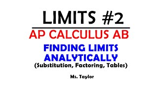 Learning Calculus  LIMITS 2 Finding Limits Analytically [upl. by Kurys868]