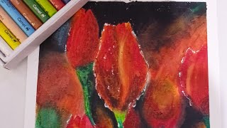 Tulips  Oil Pastel colouring trending oilpastel nazuart [upl. by Enalda370]