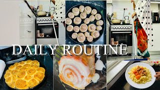 ROUTINE  CASARIYE CINNAMON ROLLS  QADO PASTA  YOUNG MOM  ROUTINE KI SHALAY BY iphrah [upl. by Suoivatra624]