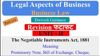 The Negotiable Instrument Act 1881  Promissory Note  Bill of Exchange  Cheque  MBA  BBA [upl. by Aila]