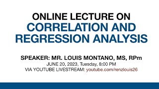 Online Lecture on Correlation and Regression Analysis [upl. by Airdnalahs]