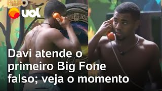 BBB 24 Davi atende o primeiro Big Fone falso e brothers ficam confusos veja vídeo do momento [upl. by Nosnor]