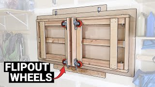 Building my 150 foldable wall mounted workbench table on wheels  Downloadable DIY plans [upl. by Plank400]