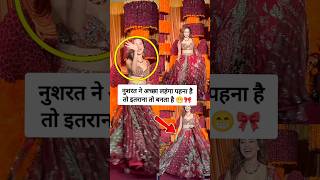 Nushrat Bharucha spotted at Ekta Kapoor diwali party in red lehenga [upl. by Ayram567]