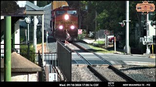 Guy runs right in front of Train in New Braunfels TX  20240918 [upl. by Marin]