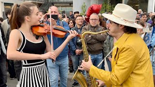 Crowd JOINS singing in Italian  Sarà Perché Ti Amo  Karolina Protsenko amp Daniele Vitale Sax [upl. by Chipman]