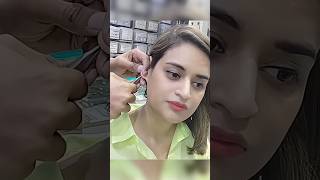 lobe ear piercing with silver stud earpiercingyoutubeshortsshorts youtubepainisbeautyvlogs [upl. by Anelim609]