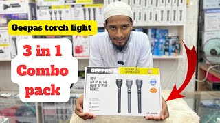 Geepas torch light 3 in 1 combo package price in 2023 Jubayer Shop Bd [upl. by Ibbob561]