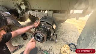 Ashok leyland rear axle hub greaseing process  Chaka grease full video  AyanMechanic [upl. by Enelegna]