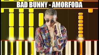 AMORFODA Bad Bunny EASY Piano Tutorial  Cover SYNTHESIA  MIDI amp SHEETS [upl. by Roland]