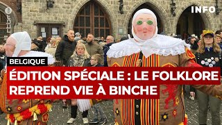 Binche  le carnaval reprend ses droits record de participation et dengouement  RTBF Info [upl. by Yeslek]