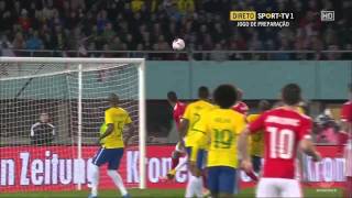 Rubin Okotie poor hand of God imitation  Austria vs Brazil 18112014 [upl. by Currey]