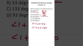 ASVABPiCAT Math Knowledge Practice Test Q Complementary Angles acetheasvab w grammarhero afqt [upl. by Ileane]