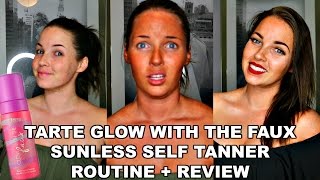 TARTE GLOW WITH THE FAUX BRUTALLY HONEST REVIEW BEST SELF TANNER FOR PALE SKIN [upl. by Karlow469]