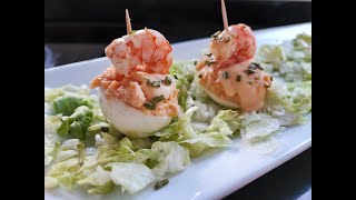 Receta de Huevos rellenos de gambas al ajillo  Delicioso entrante para cualquier ocasión [upl. by Woodruff]