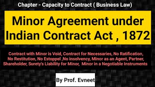 Minor Agreement under Indian Contract Act 1872  Legal Position of Minor in Contract  Minor [upl. by Aseyt522]