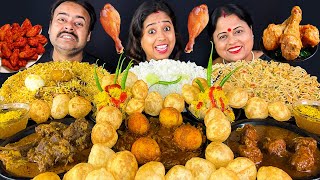 Eating Challenge😋Chowmin🍝Manchurian Biryani Mutton curry Egg Big Bites😋Midnight Street Food [upl. by Rramaj879]