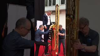 How to put a lefreQue in a subcontrabass saxophone [upl. by Nosnej]