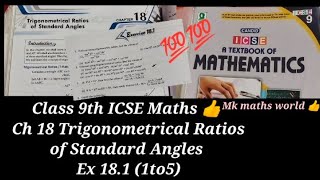 Class 9th ICSE Maths Ch 18 Trigonometrical Ratios of Standard Angles 👍Ex 1811to5💯👍easy explained [upl. by Adelind]