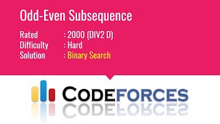 E007  OddEven Subsequence  Basic Algorithms amp Implementation  CodeNCode [upl. by Yrmac109]