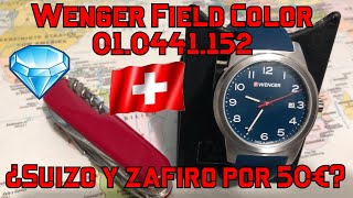 ¡Reloj suizo y zafiro por menos de 50€ Wenger Field Color 010441152 Revisión en español [upl. by Issim]