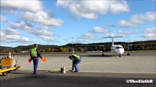 SAS Ground Service SGS Marshalling a Wideroe Dash8400 on Kjevik [upl. by Rog]