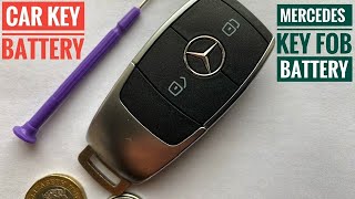 Mercedes E220 Key Fob Battery Replacement How to change MB key battery  Mercedes Schlüsselbatterie [upl. by Carmella]