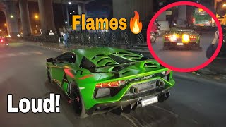 INDIAS Loudest LAMBORGHINI Aventador SVJ  Exhaust FLAMES and CRAZY Acceleration [upl. by Izzy164]