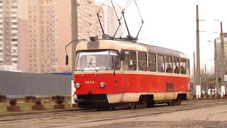 Трамвай Tatra T3SUCS №5654 маршрут №5 13012020  Tram Tatra T3SUCS №5654 route №5 Kyiv tram [upl. by Anaahs148]