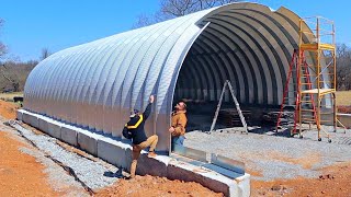 Quonset Hut Build Day 12  One Piece at a Time [upl. by Ajnot]