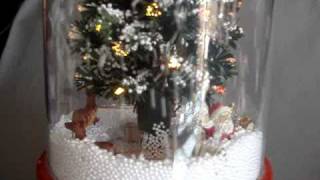 15 inch snow blowing fiber optic Christmas Tree with Santa and reindeer [upl. by Chuu457]