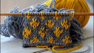 How to Knit Your First Fair Isle pattern The quotFleurDeLysquot stitch  So Woolly [upl. by Shanta]