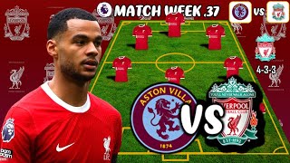 ASTON VILLA VS LIVERPOOL FC  LIVERPOOL POTENTIAL LINEUP PREMIER LEAGUE 2024 MATCH WEEK 37 [upl. by Ellison]