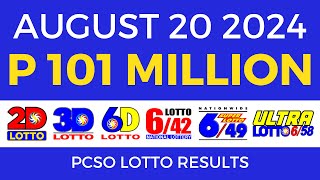 Lotto Result Today 9pm August 20 2024  PCSO Complete [upl. by Nomal]