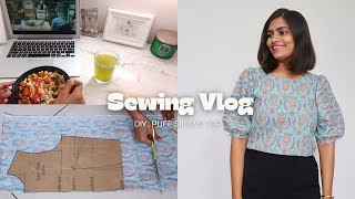 Sewing vlog  Puff sleeves top [upl. by Gratia]