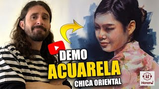 DEMO ACUARELA Nacho Puerto  Watercolor Demostration  Chica oriental [upl. by Aehsa]