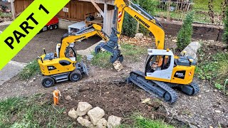 Concrete road construction RC Excavator Liebherr R920 and A918 115 Scale RC models Part 1 [upl. by Malissia]